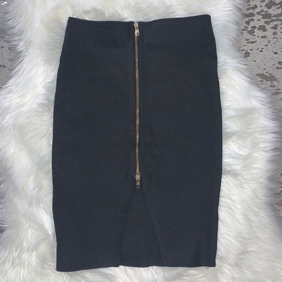 Black Size Medium Zip-Up Guess Pencil Skirt - Picture 3 of 6